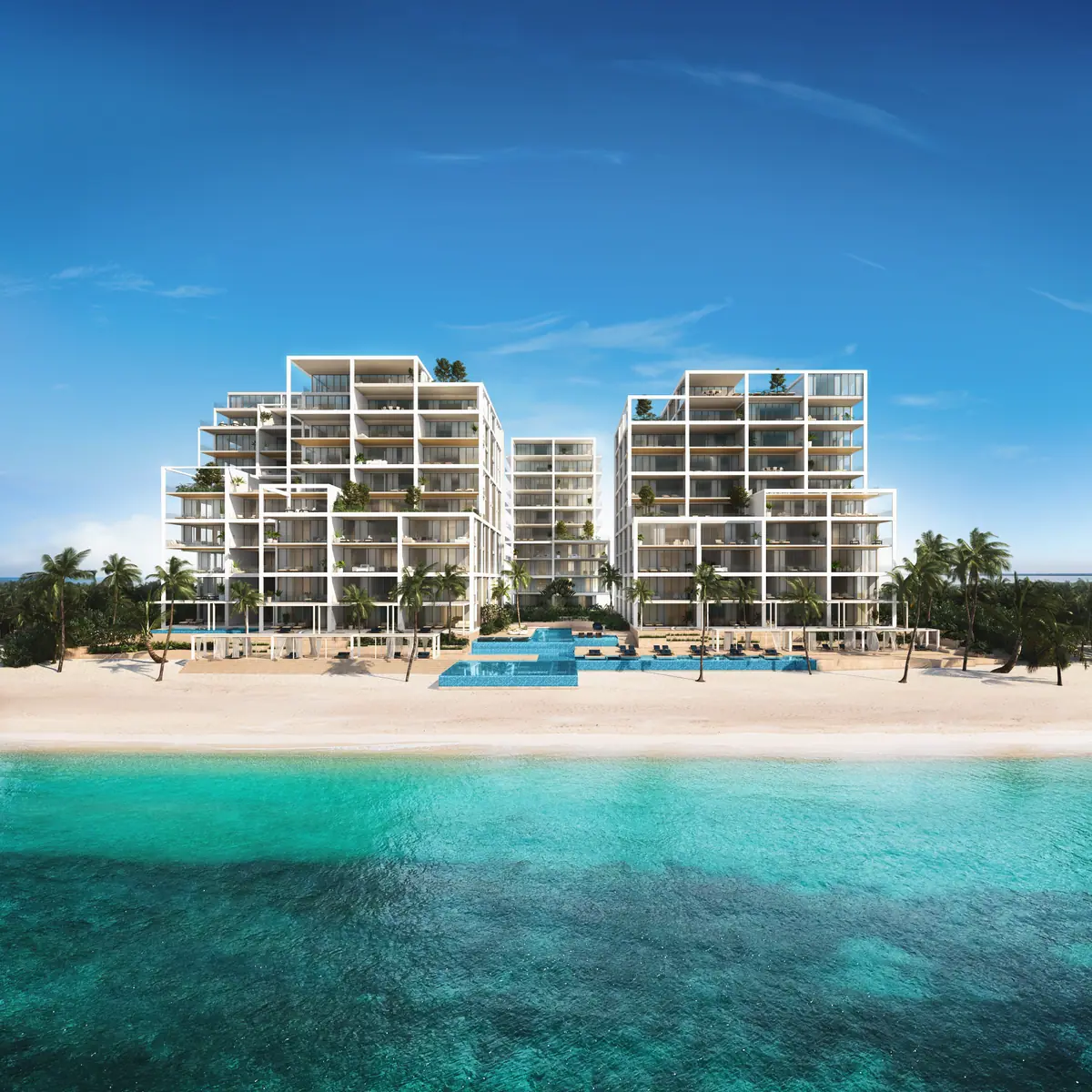 Terraced residential buildings facing the Caribbean sea